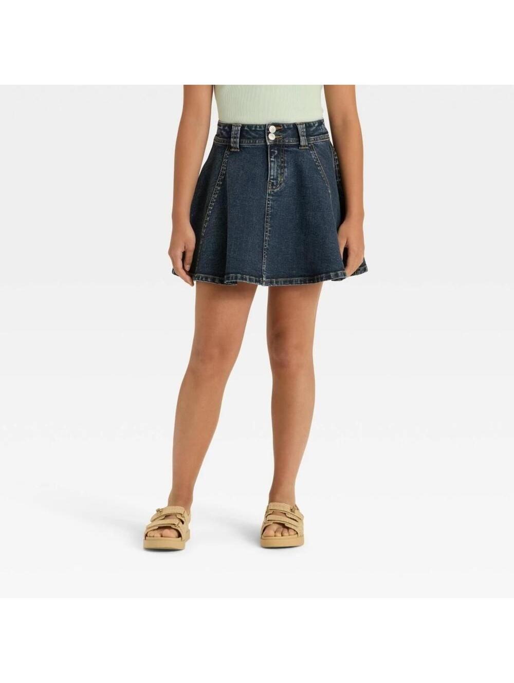 Girls' Pleated Denim Mini Skirt - Art Class™ Light Wash XL - Picture 1 of 1